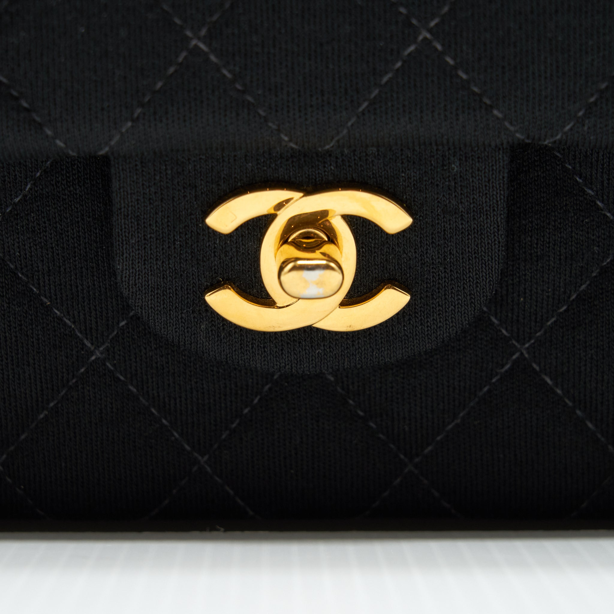 Chanel Vintage Small Classic Flap Bag Fabric Black Ruthenium