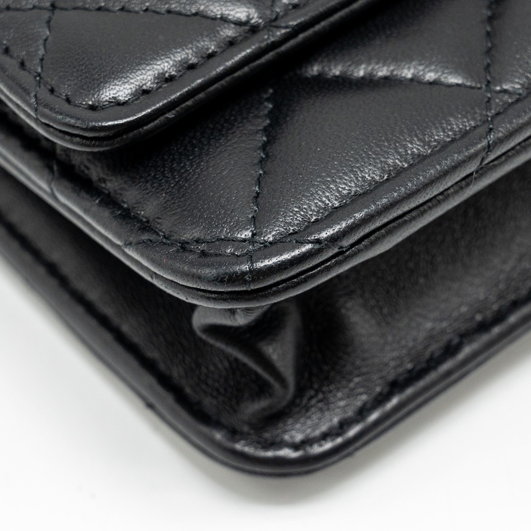 CHANEL Pearl Crush Wallet on Chain Lambskin Black  (Microchip)