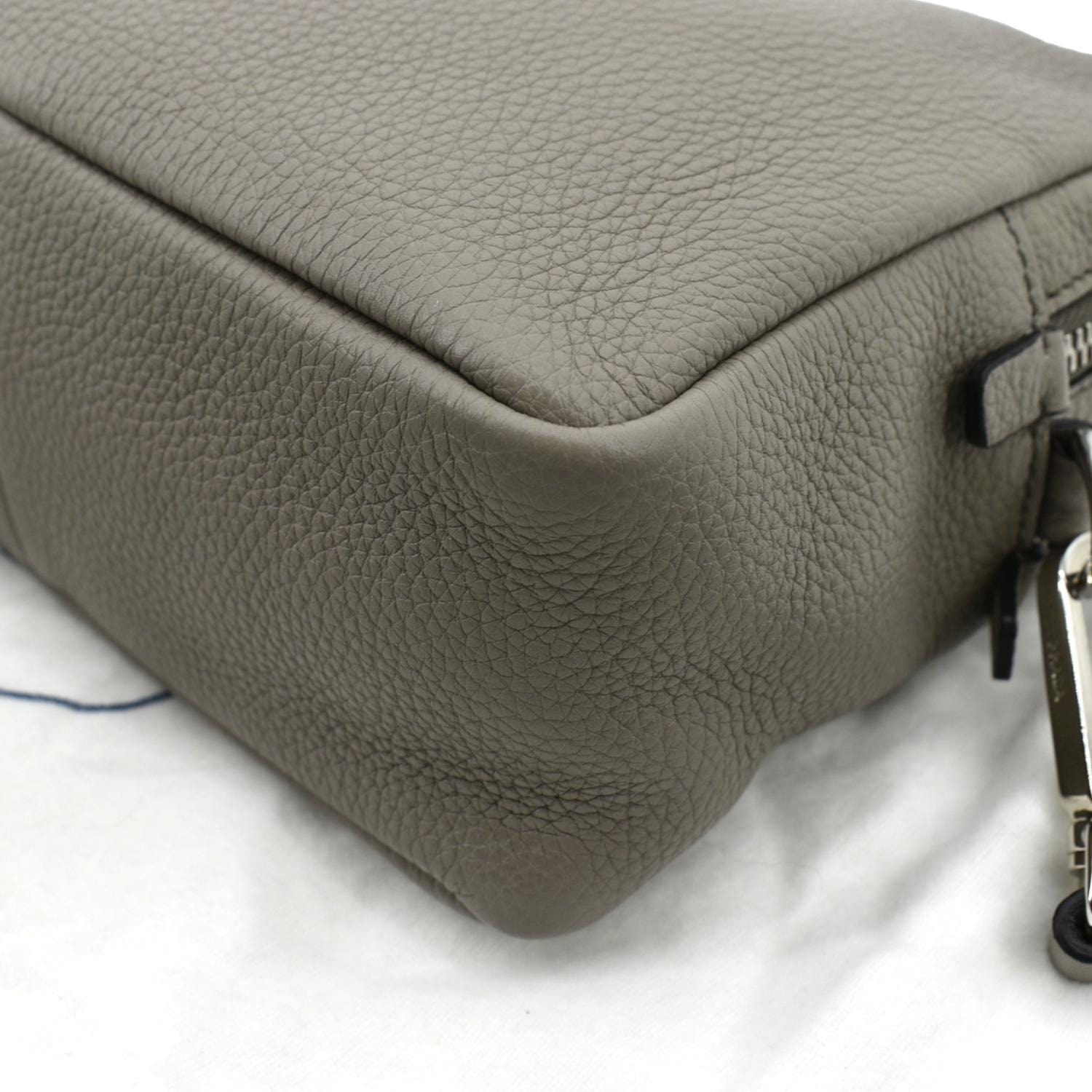 PRADA Flou Leather Shoulder Bag Grey