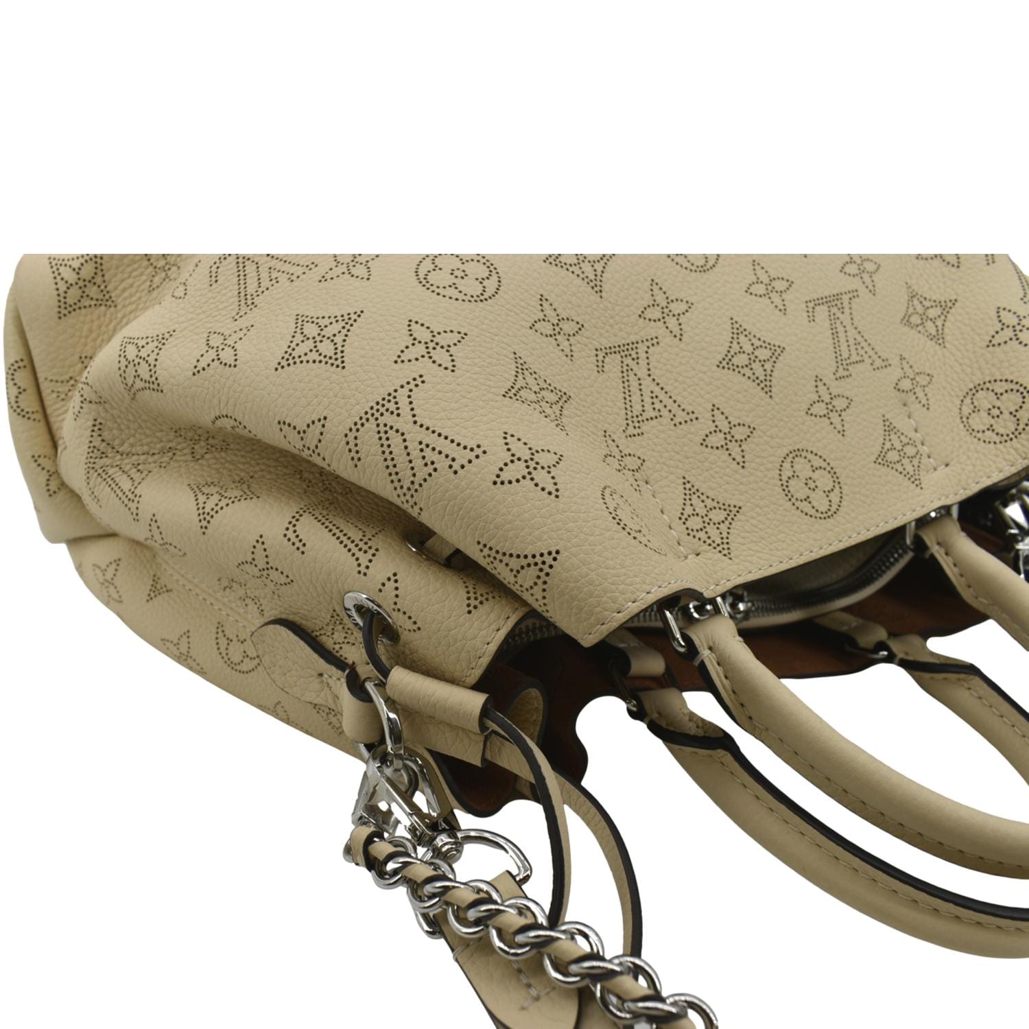 LOUIS VUITTON Bella Mahina Calf Leather Tote Shoulder Bag Cream