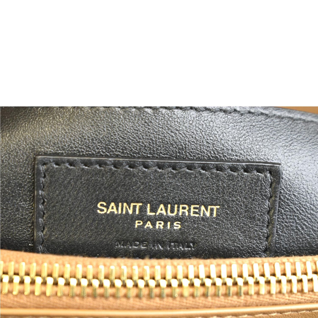 YVES SAINT LAURENT College Chevron Suede Shoulder Chain Bag Camel
