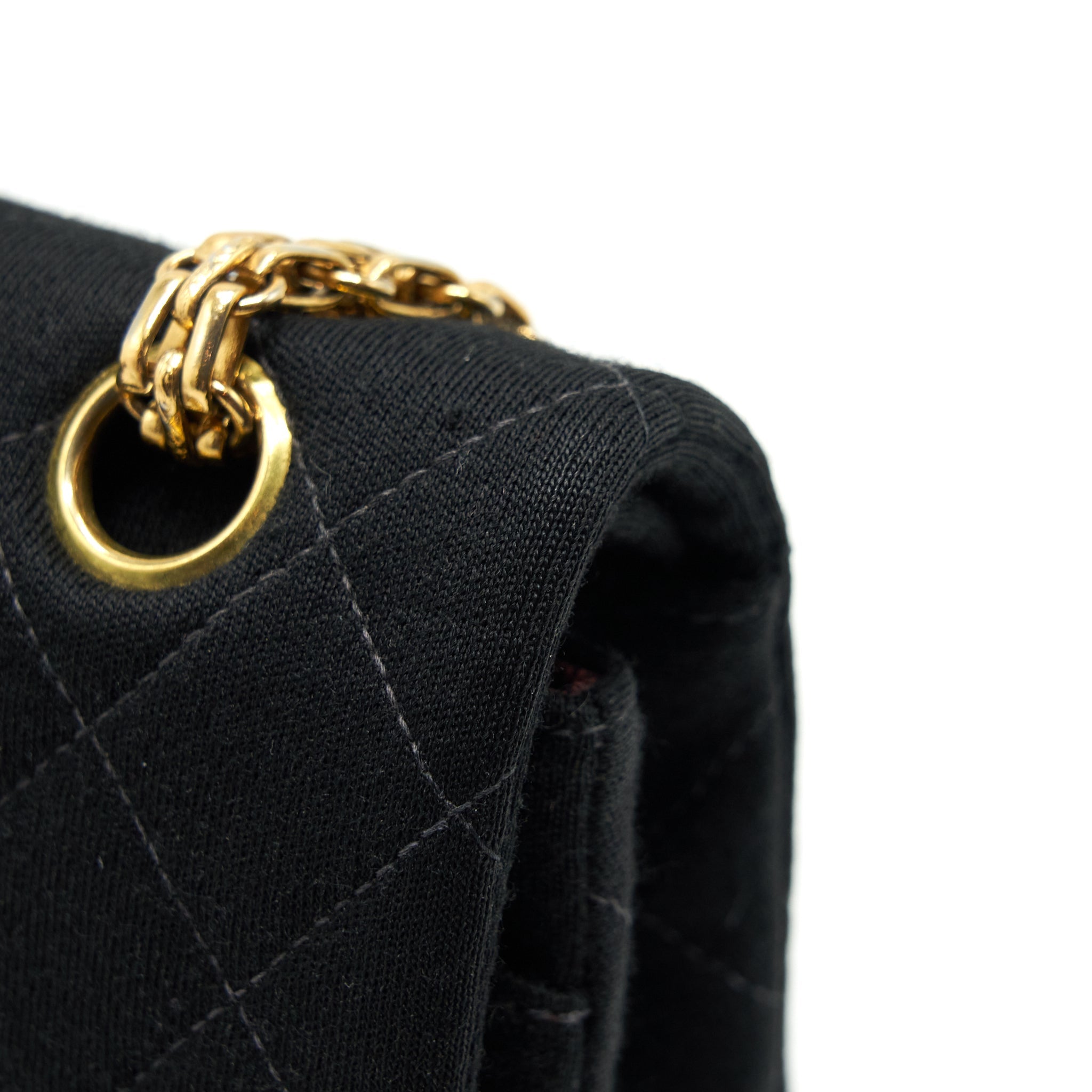 Chanel Vintage Small Classic Flap Bag Fabric Black Ruthenium
