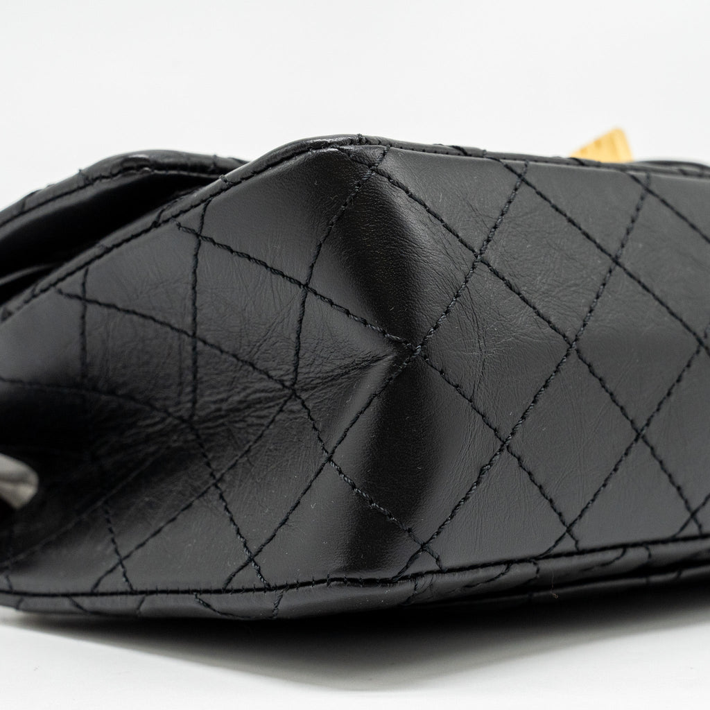 Chanel Small 2.55 Reissue Double Flap Bag Aged Calfskin Black  (Microchip)