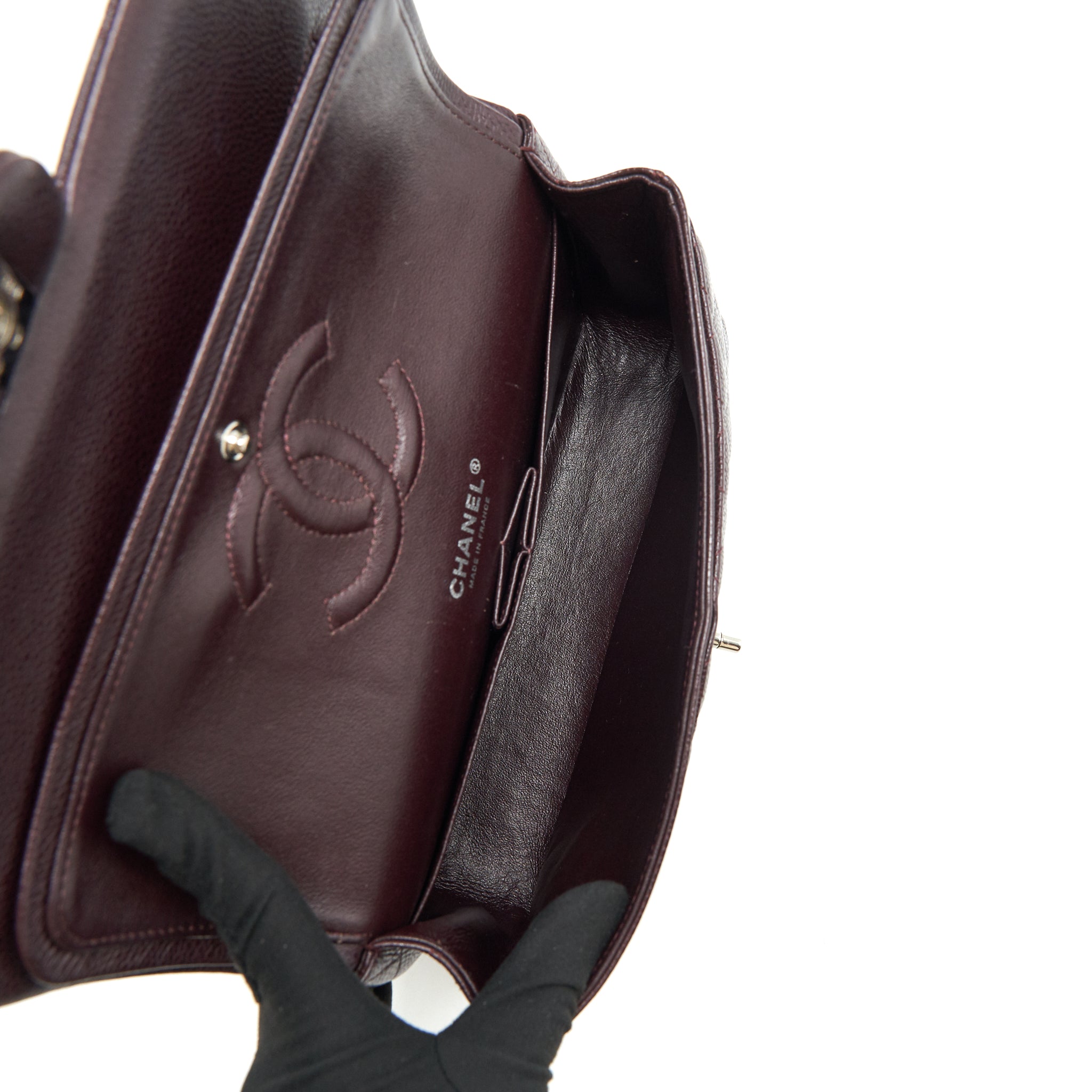 Chanel Medium Classic double Flap bag Caviar Burgundy