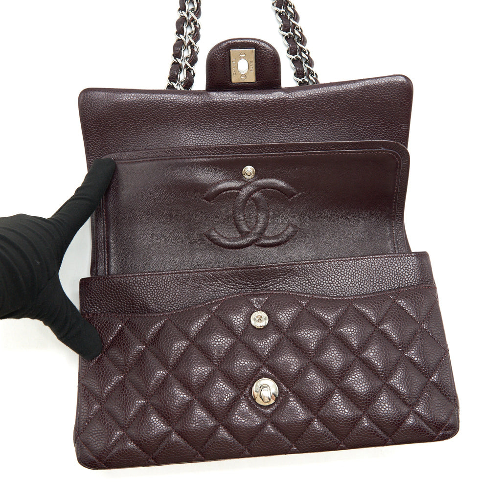 Chanel Medium Classic double Flap bag Caviar Burgundy
