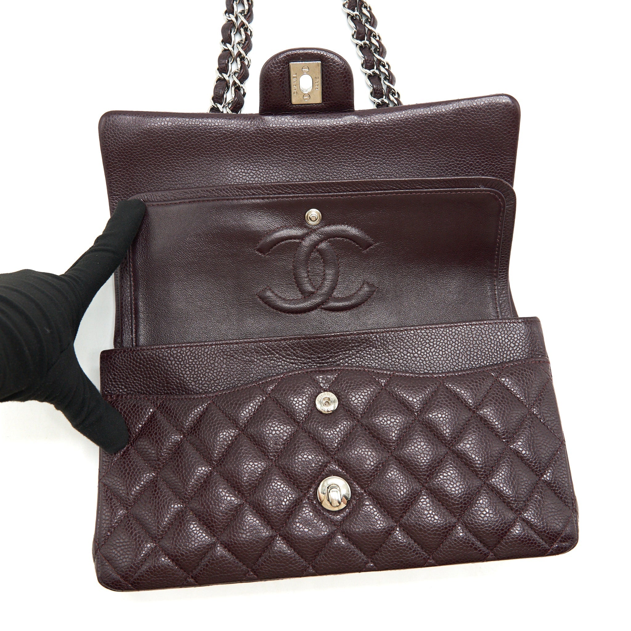 Chanel Medium Classic double Flap bag Caviar Burgundy