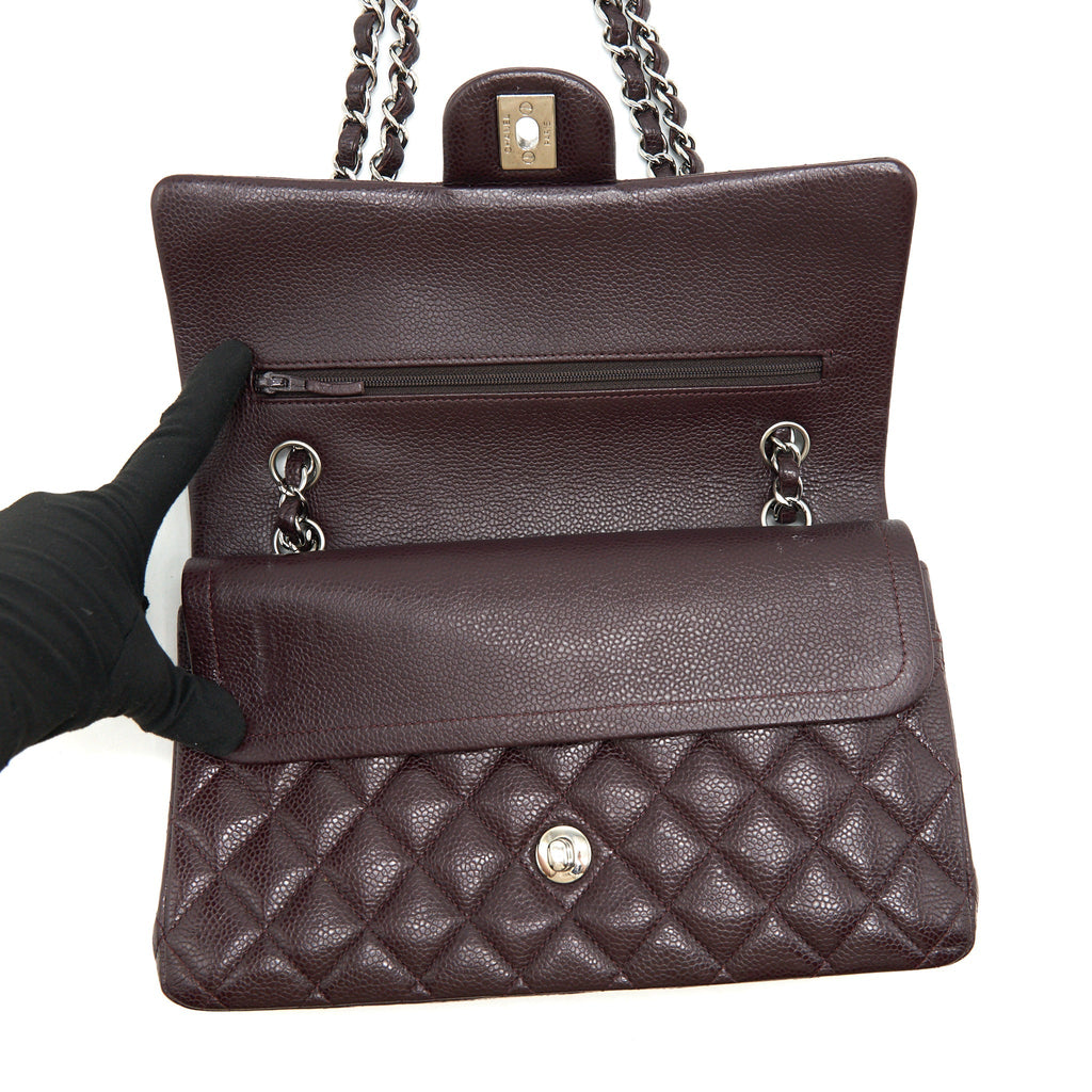 Chanel Medium Classic double Flap bag Caviar Burgundy