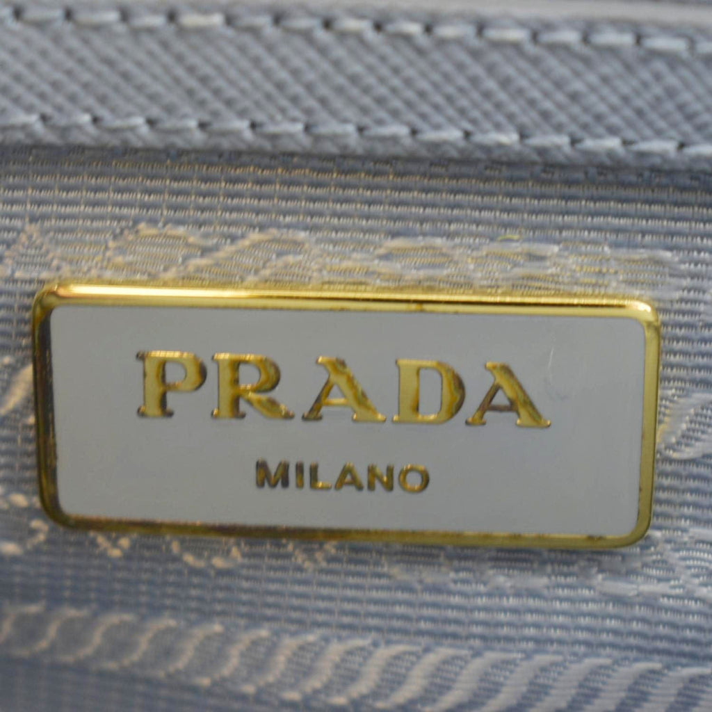 PRADA Galleria Double-Zip small Saffiano Leather Tote Bag Light Blue