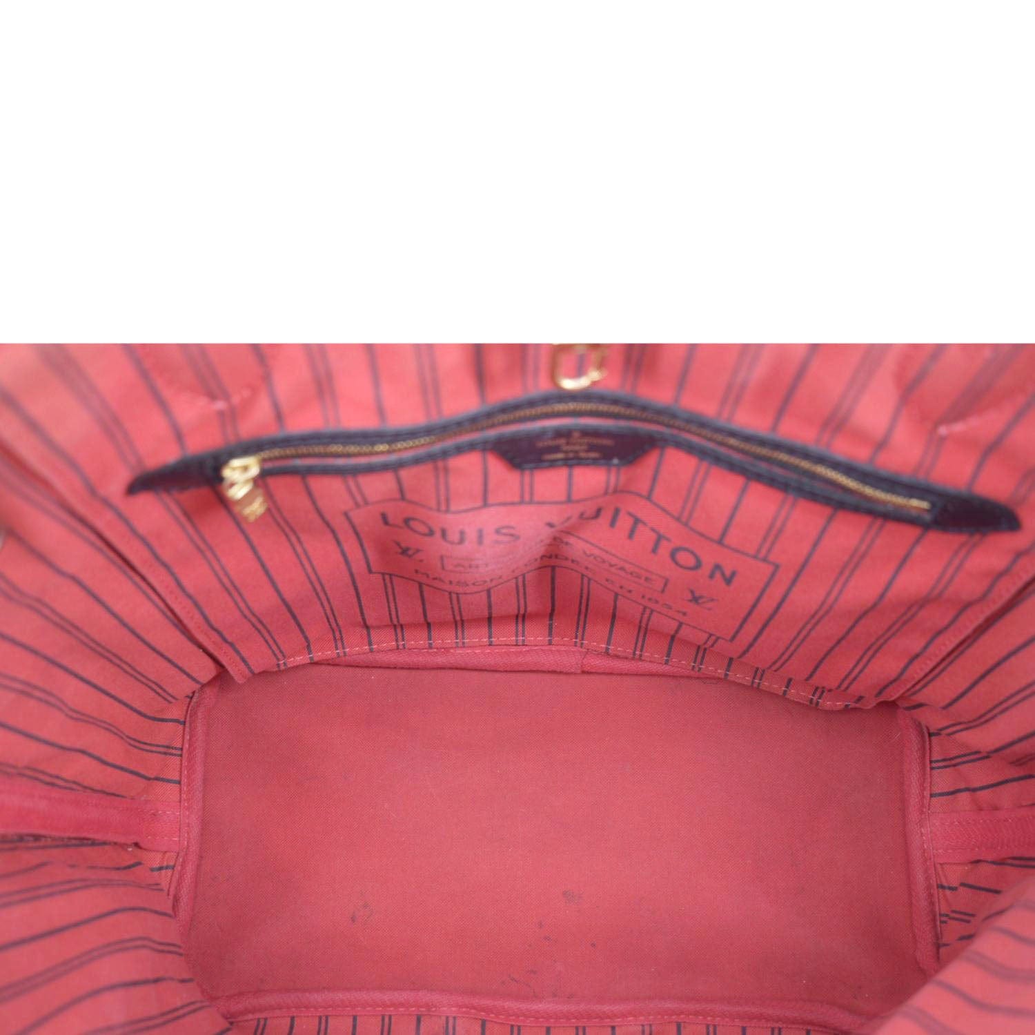 LOUIS VUITTON Neverfull Karakoram MM Damier Ebene Tote Shoulder Bag Red