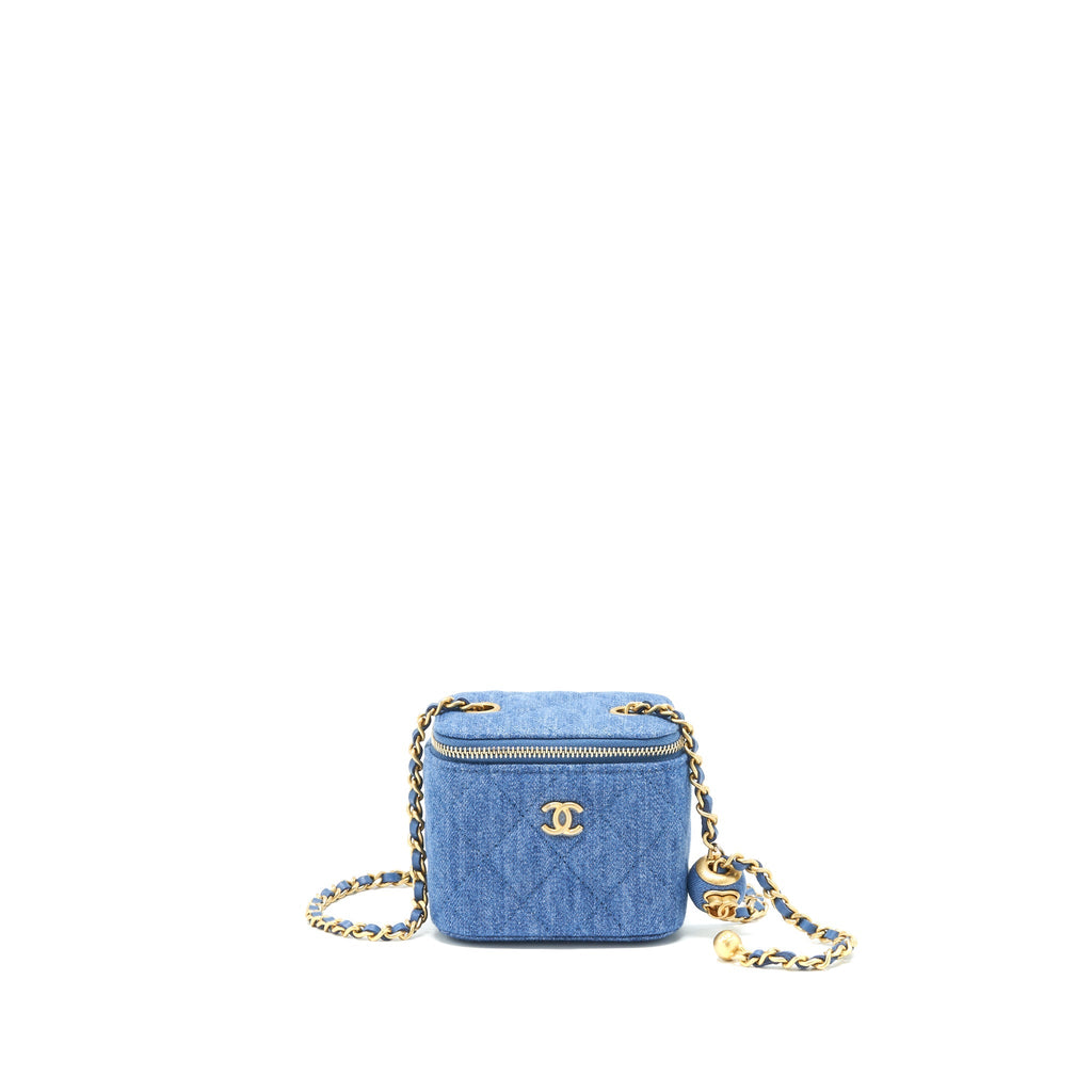 Chanel 22C Pearl Crush mini Vanity with Chain Denim