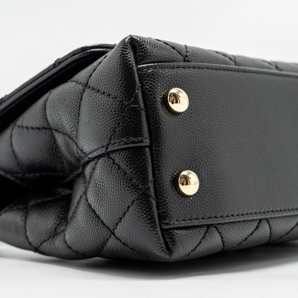 CHANEL Mini Coco Handle Caviar Black L (Microchip)
