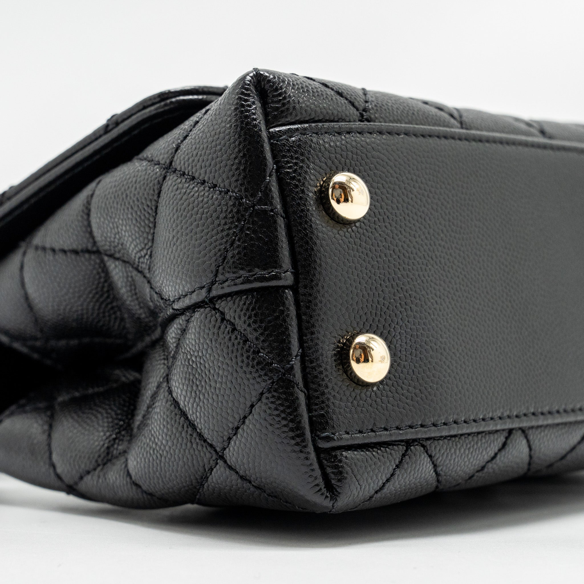 CHANEL Mini Coco Handle Caviar Black L (Microchip)