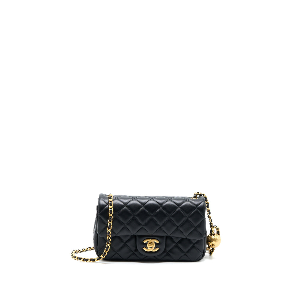 Chanel Pearl Crush Mini Rectangular Lambskin Black Brushed  (Microchip)