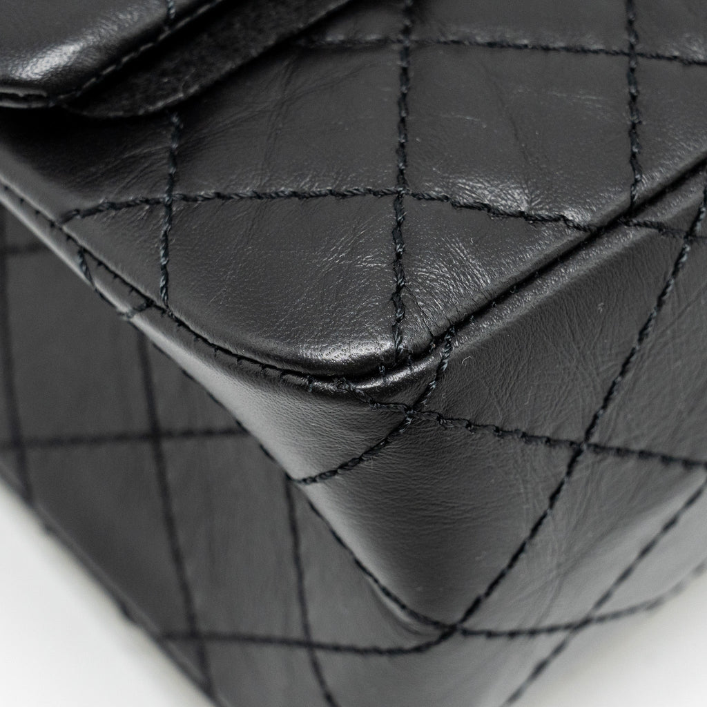 Chanel Small 2.55 Reissue Double Flap Bag Aged Calfskin Black  (Microchip)