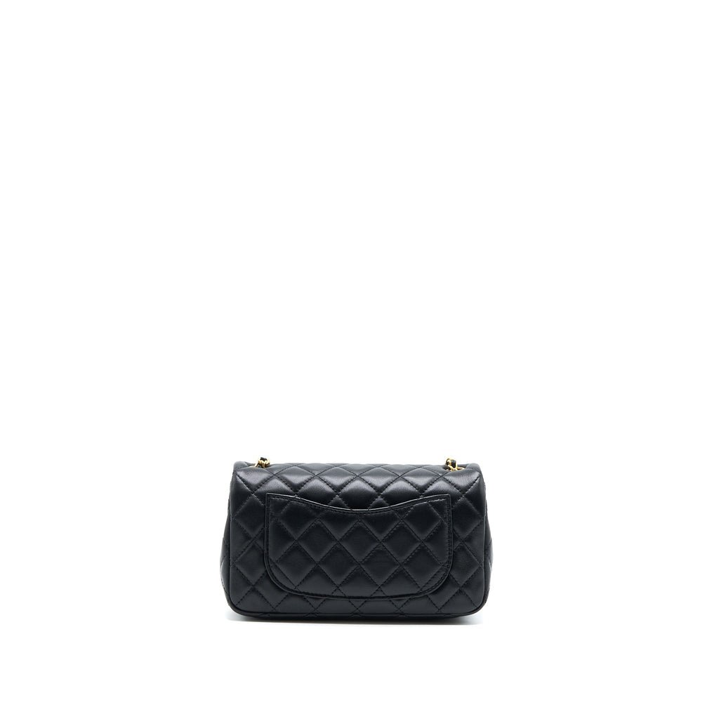 Chanel Pearl Crush Mini Rectangular Lambskin Black Brushed  (Microchip)