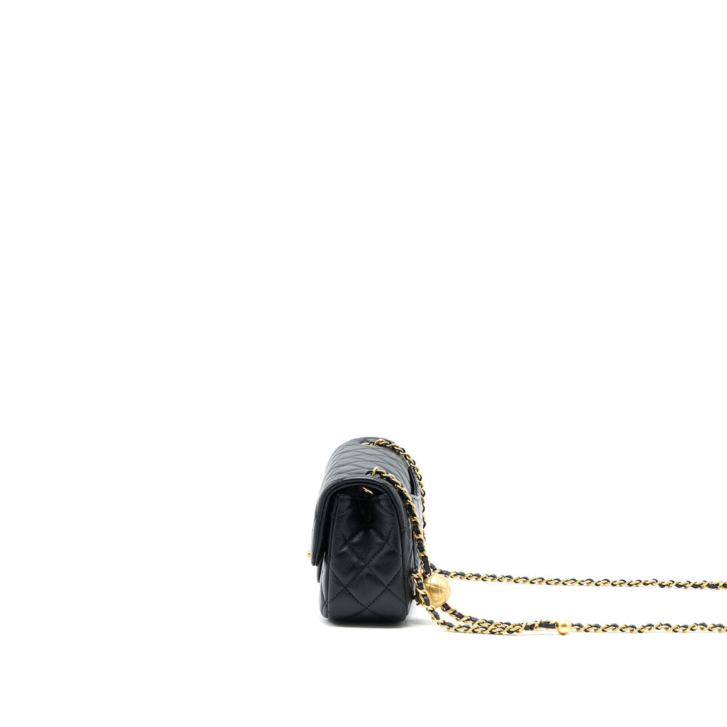 Chanel Pearl Crush Mini Rectangular Lambskin Black Brushed  (Microchip)