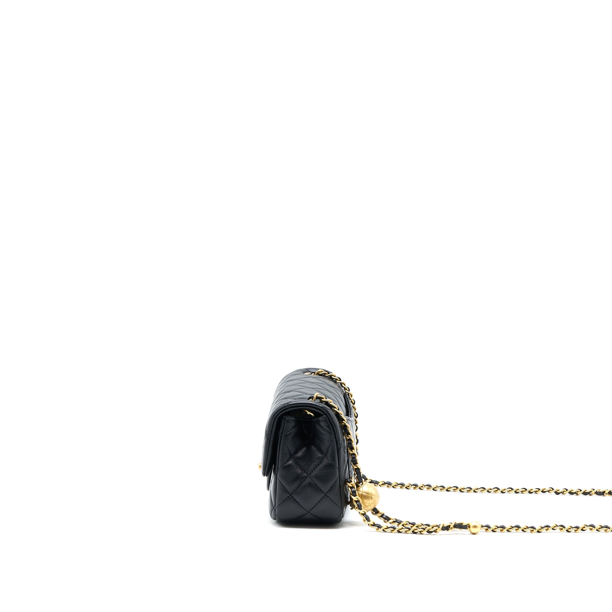 Chanel Pearl Crush Mini Rectangular Lambskin Black Brushed  (Microchip)