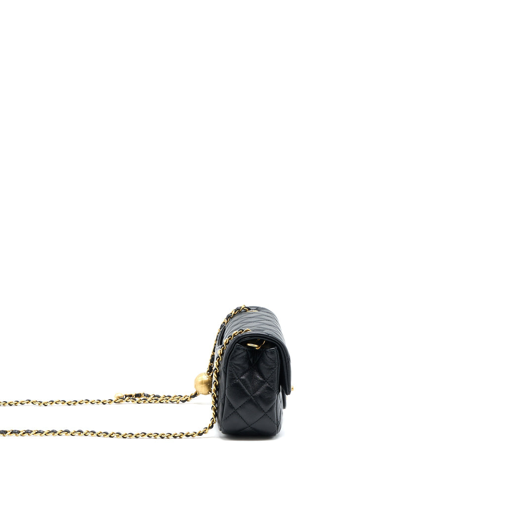Chanel Pearl Crush Mini Rectangular Lambskin Black Brushed  (Microchip)