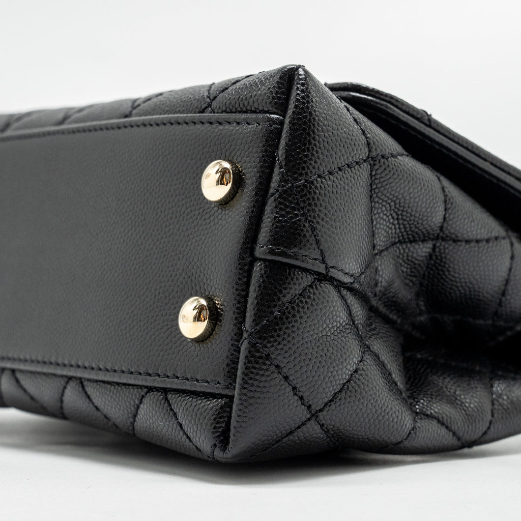 CHANEL Mini Coco Handle Caviar Black L (Microchip)