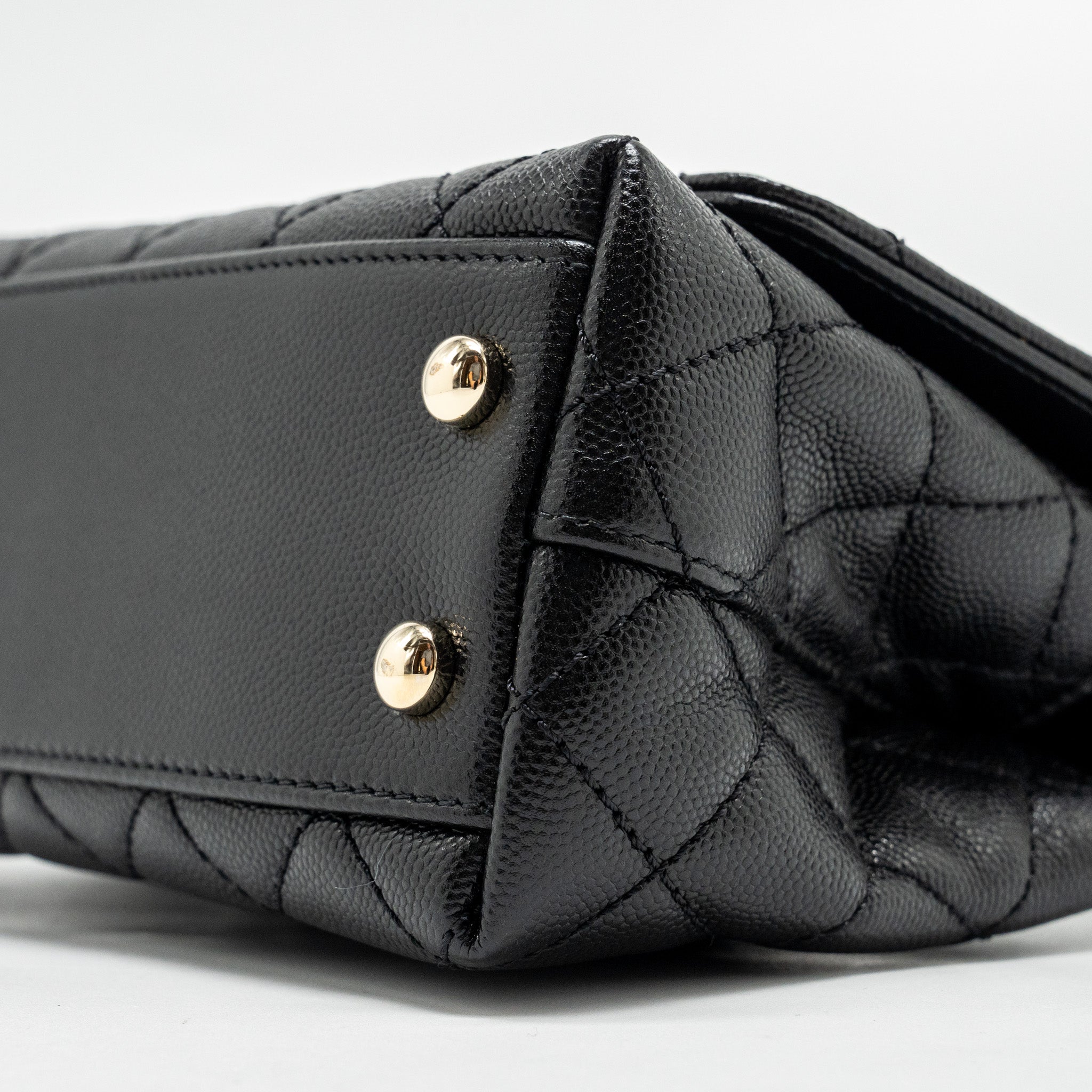 CHANEL Mini Coco Handle Caviar Black L (Microchip)