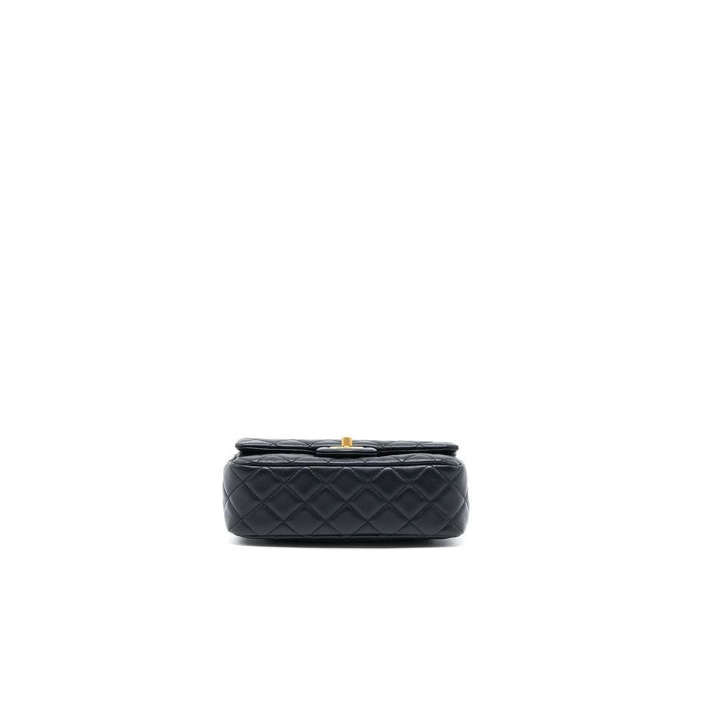 Chanel Pearl Crush Mini Rectangular Lambskin Black Brushed  (Microchip)