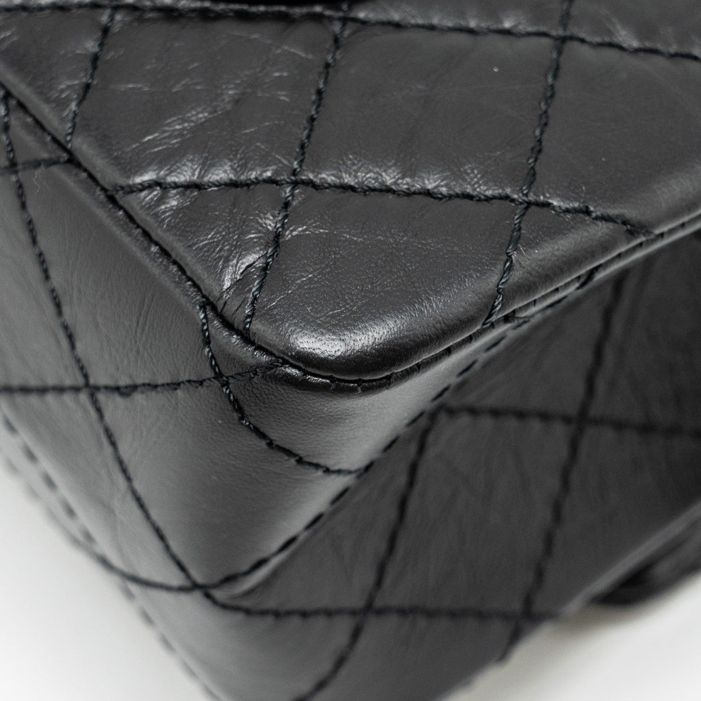 Chanel Small 2.55 Reissue Double Flap Bag Aged Calfskin Black  (Microchip)