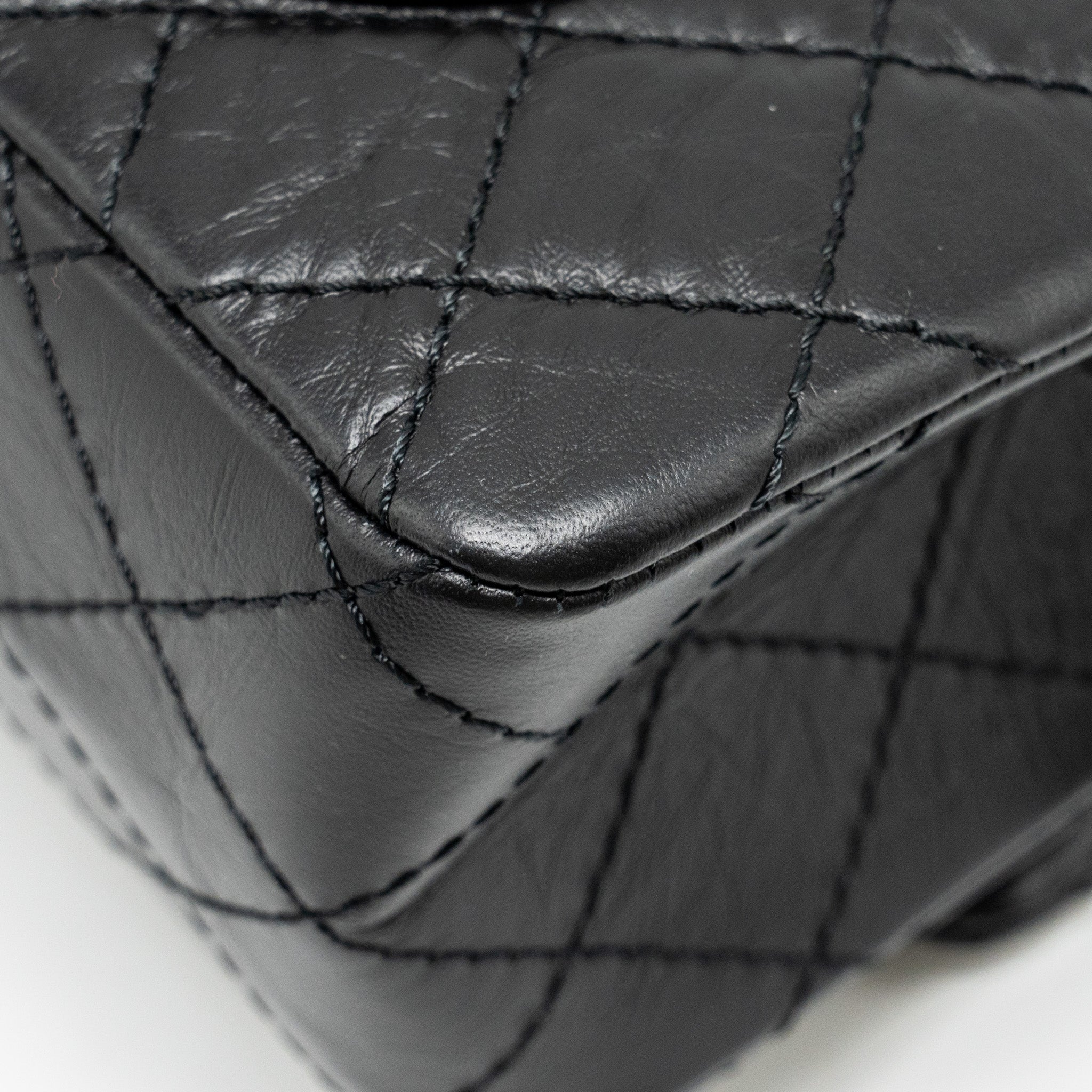 Chanel Small 2.55 Reissue Double Flap Bag Aged Calfskin Black  (Microchip)