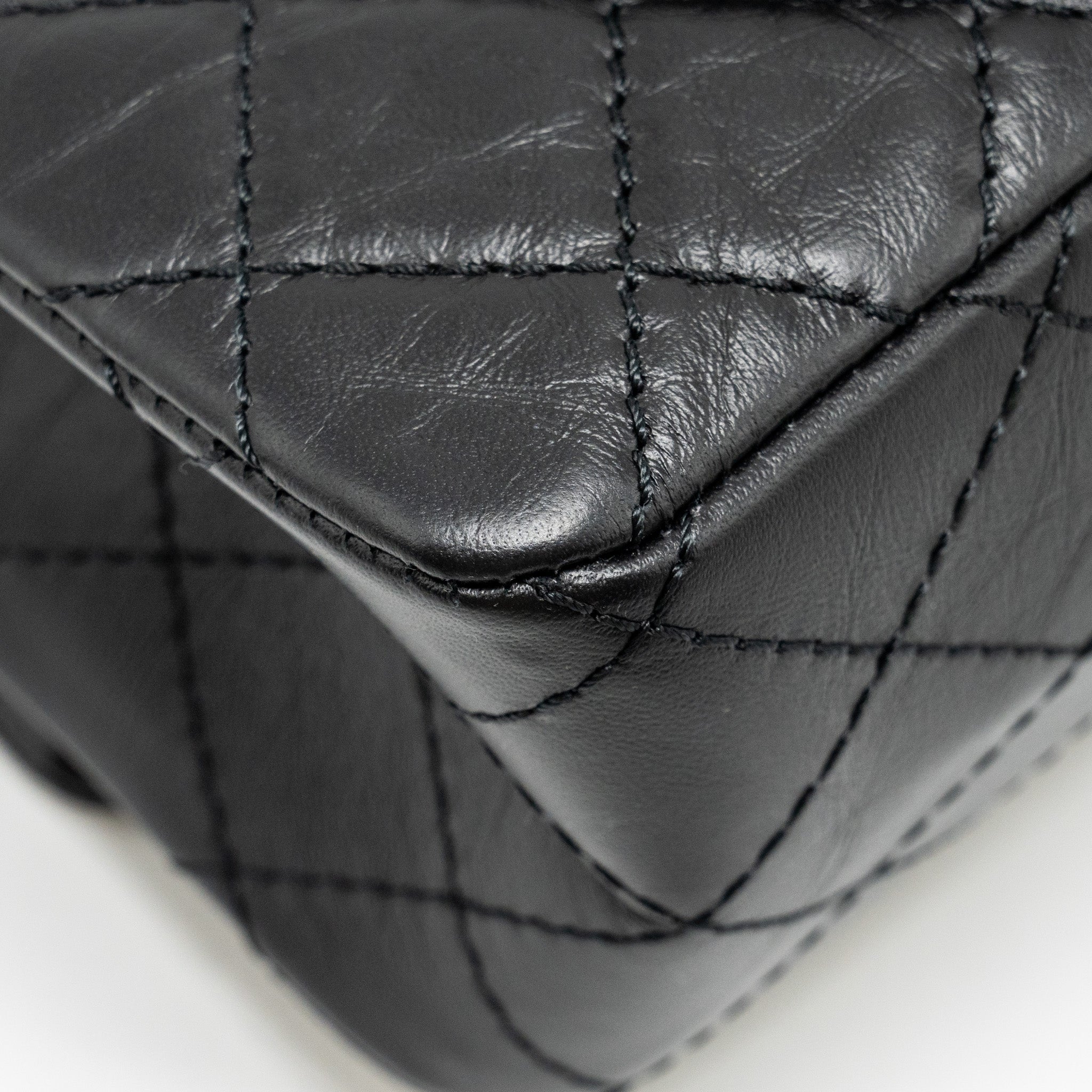 Chanel Small 2.55 Reissue Double Flap Bag Aged Calfskin Black  (Microchip)