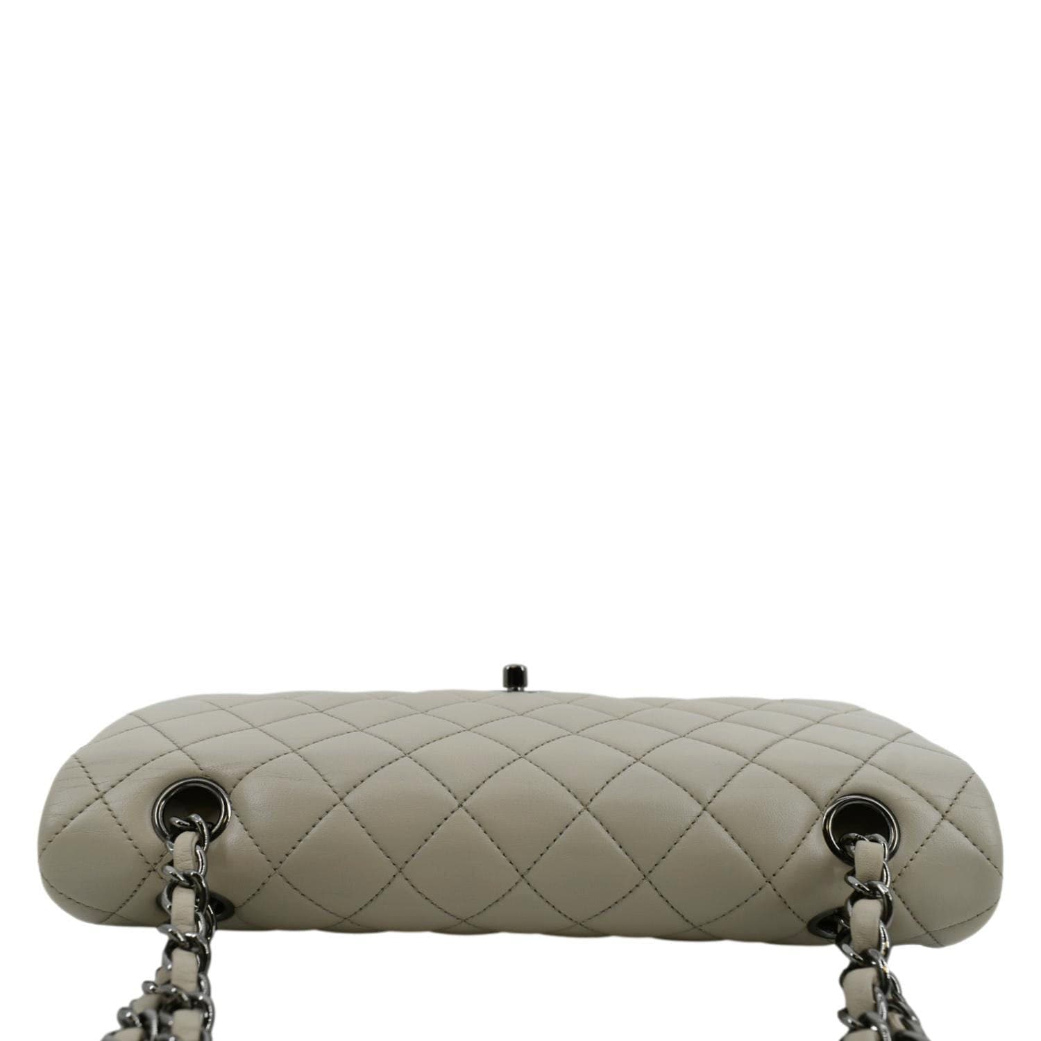 CHANEL Classic Medium Double Flap Quilted Leather Shoulder Bag Ivory