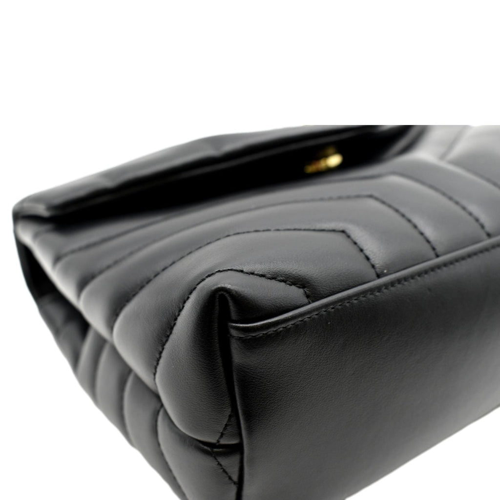 YVES SAINT LAURENT Loulou Small Matelasse Leather Chain Shoulder Bag Black