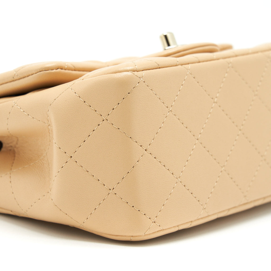 Chanel 22C Mini Square Flap Bag Lambskin Beige L