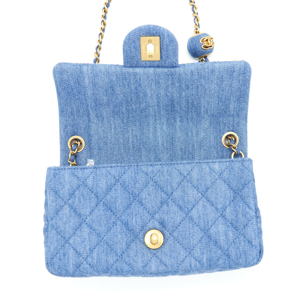 Chanel Pearl Crush Mini Rectangular Flap Bag Denim Blue