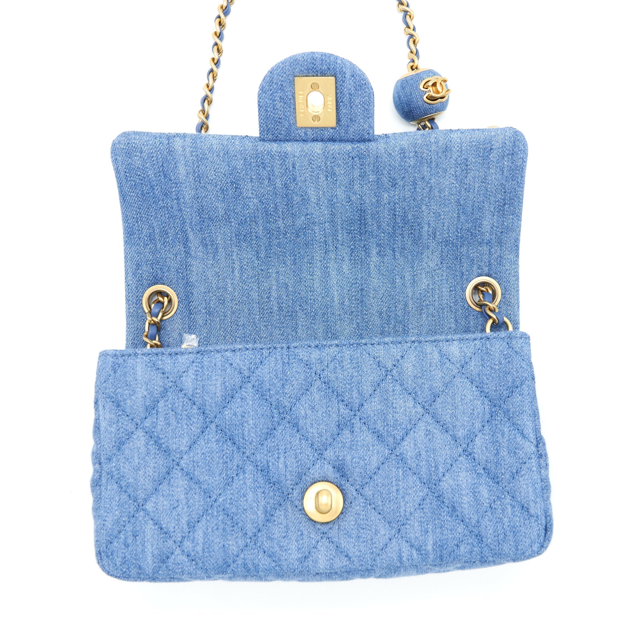 Chanel Pearl Crush Mini Rectangular Flap Bag Denim Blue