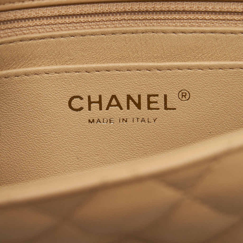 Chanel 22C Mini Square Flap Bag Lambskin Beige L