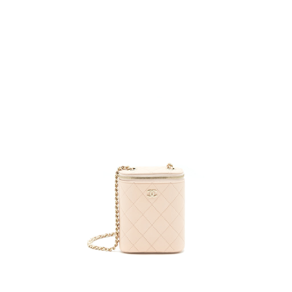 Chanel 22C Vertical vanity with chain Caviar beige L