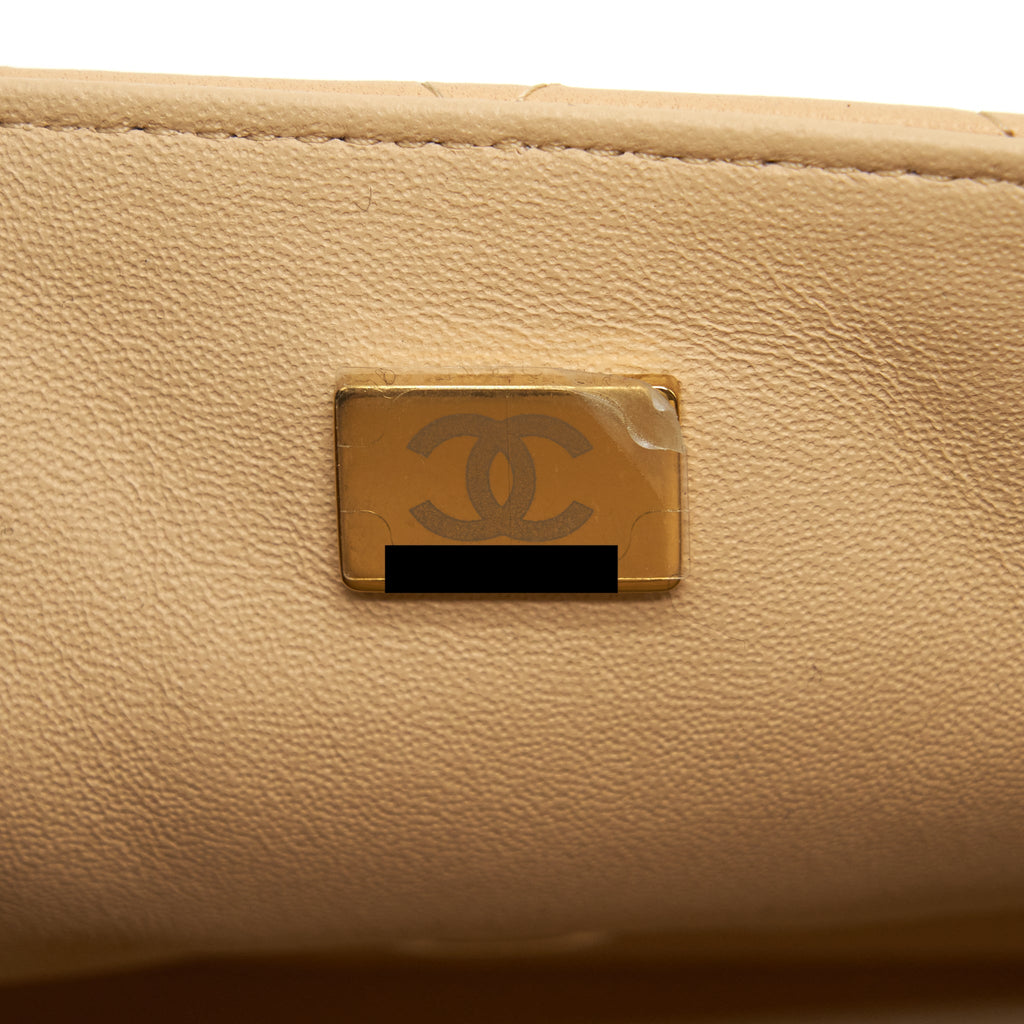 Chanel 22C Mini Square Flap Bag Lambskin Beige L