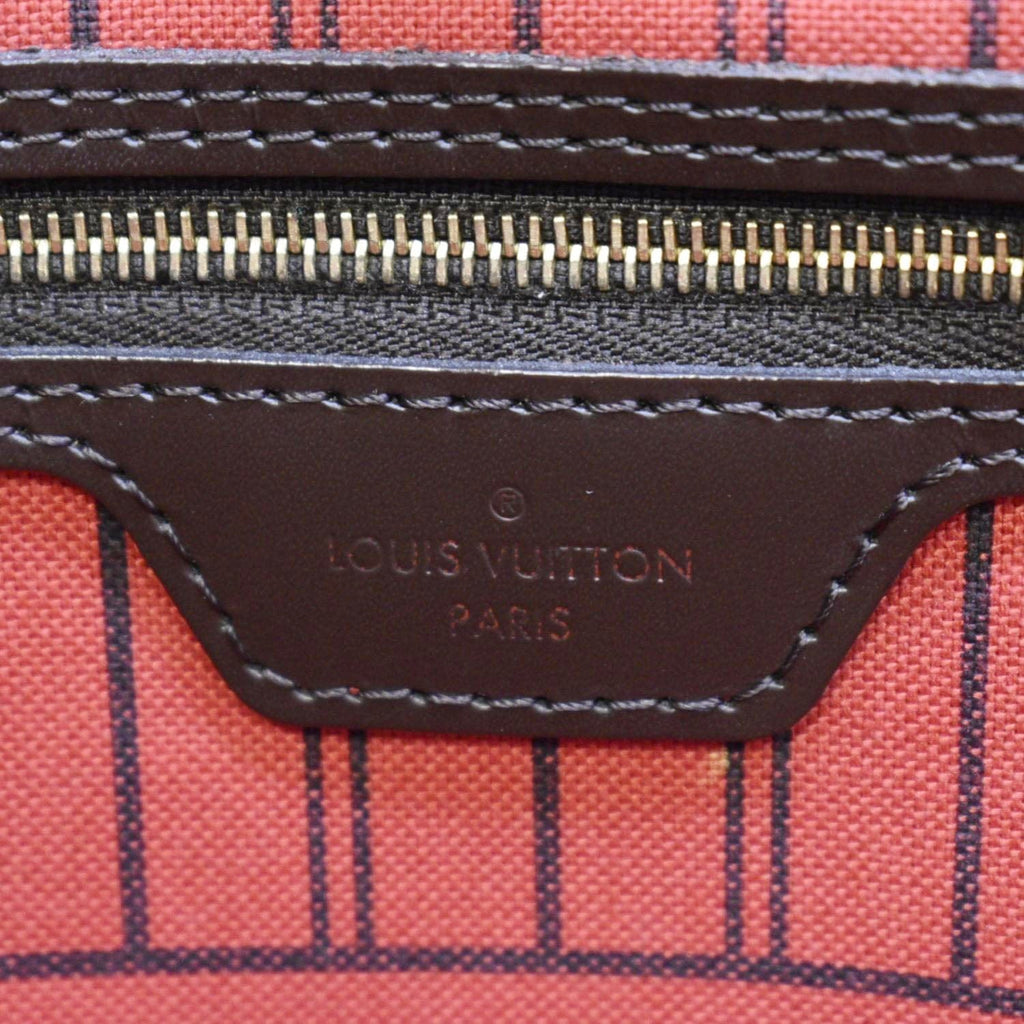 LOUIS VUITTON Neverfull MM Damier Ebene Tote Bag Brown