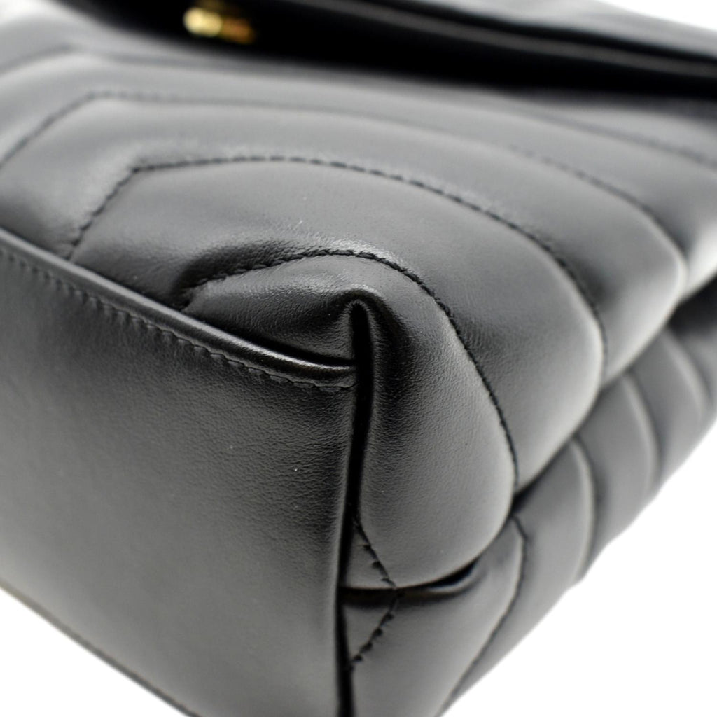 YVES SAINT LAURENT Loulou Small Matelasse Leather Chain Shoulder Bag Black