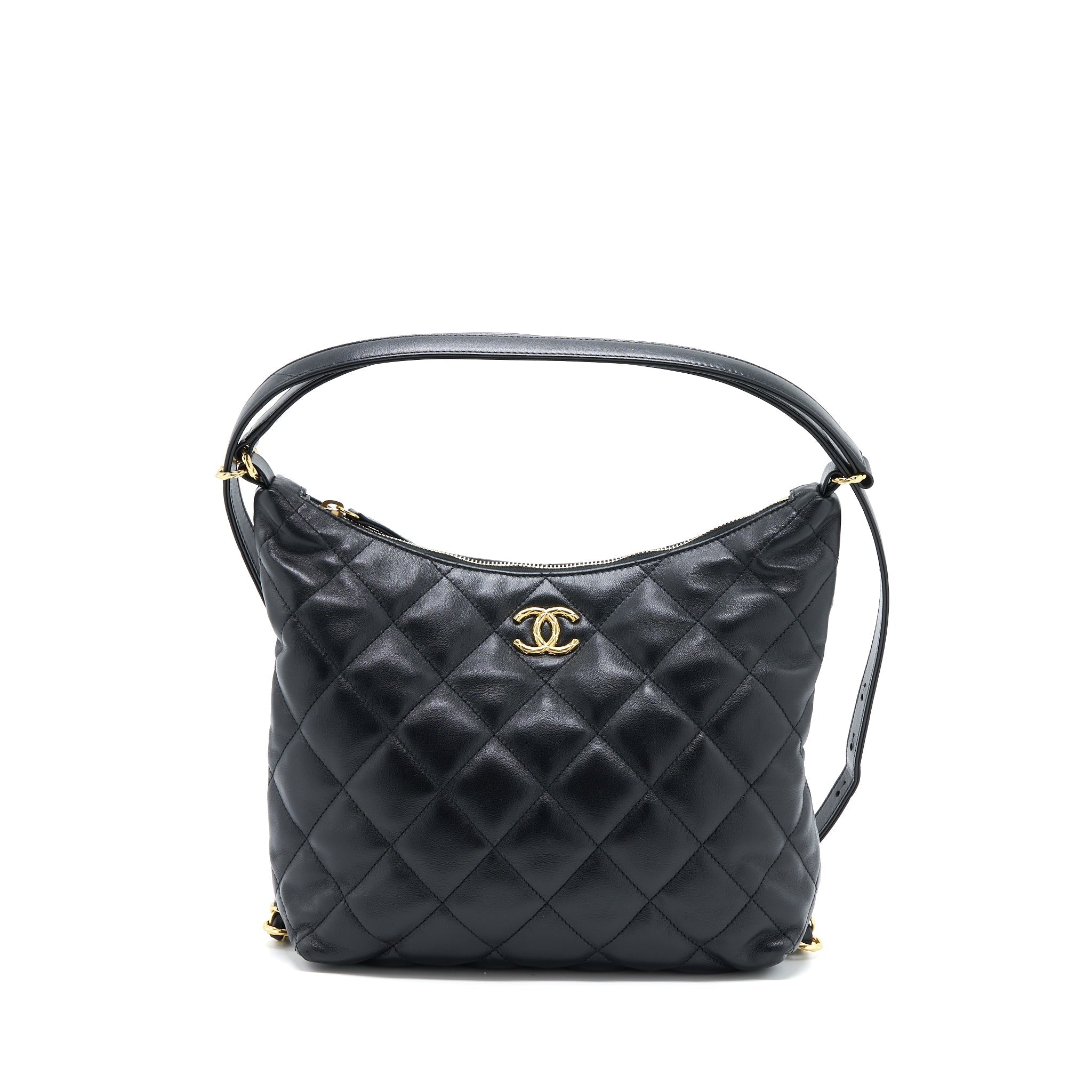 Chanel 22B Hobo Bag Lambskin Black  (Microchip)