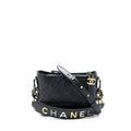 Chanel Small Gabrielle Hobo Bag With Top Handle Aged Calfskin Black Multicolour Hardware