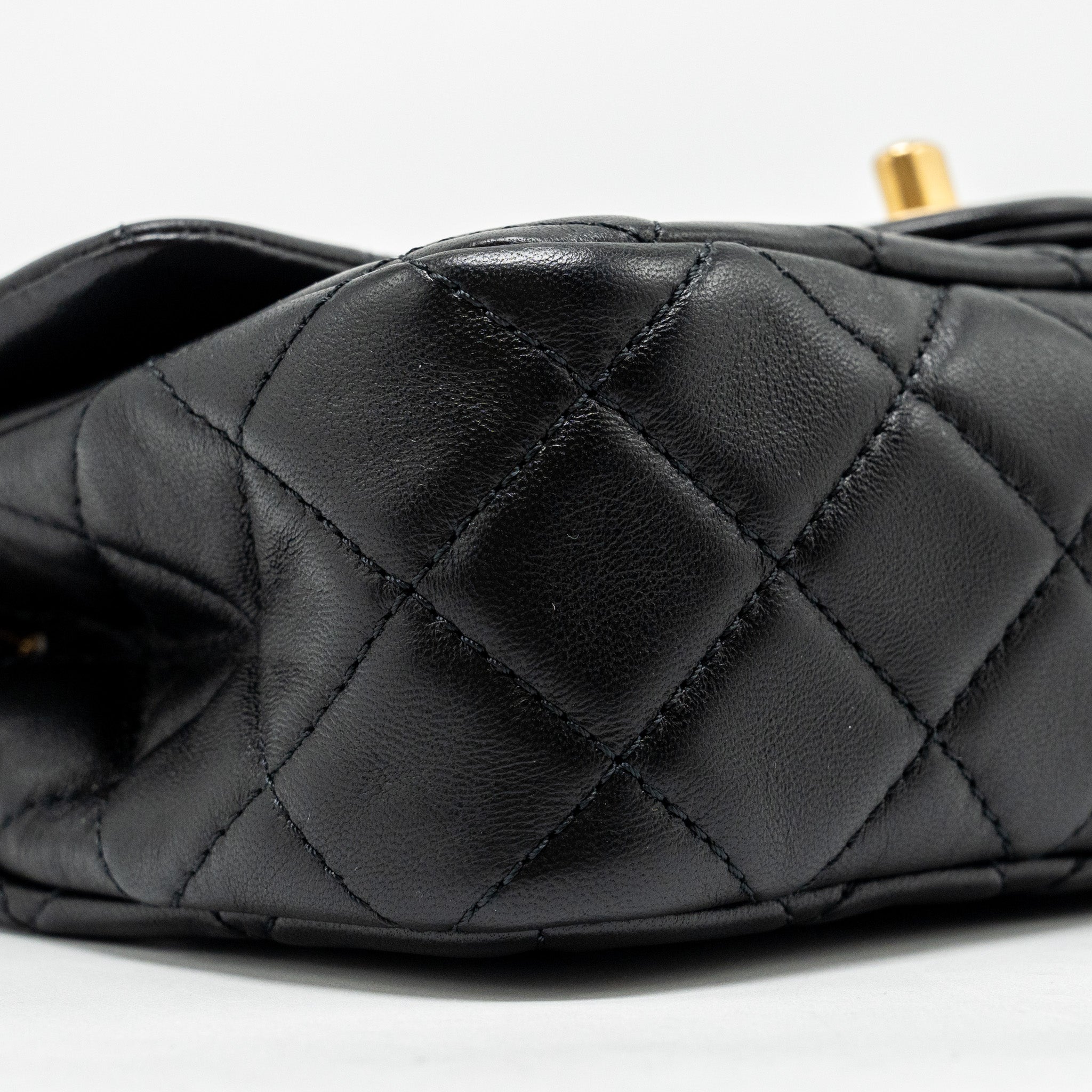 Chanel Pearl Crush Mini Rectangular Flap Bag Lambskin BLACK  (Microchip)