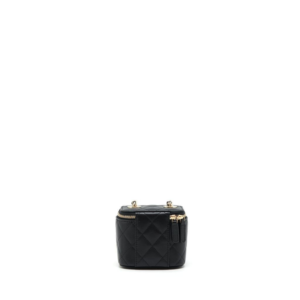 Chanel Mini Vanity With Pearl Chain Lambskin Black L