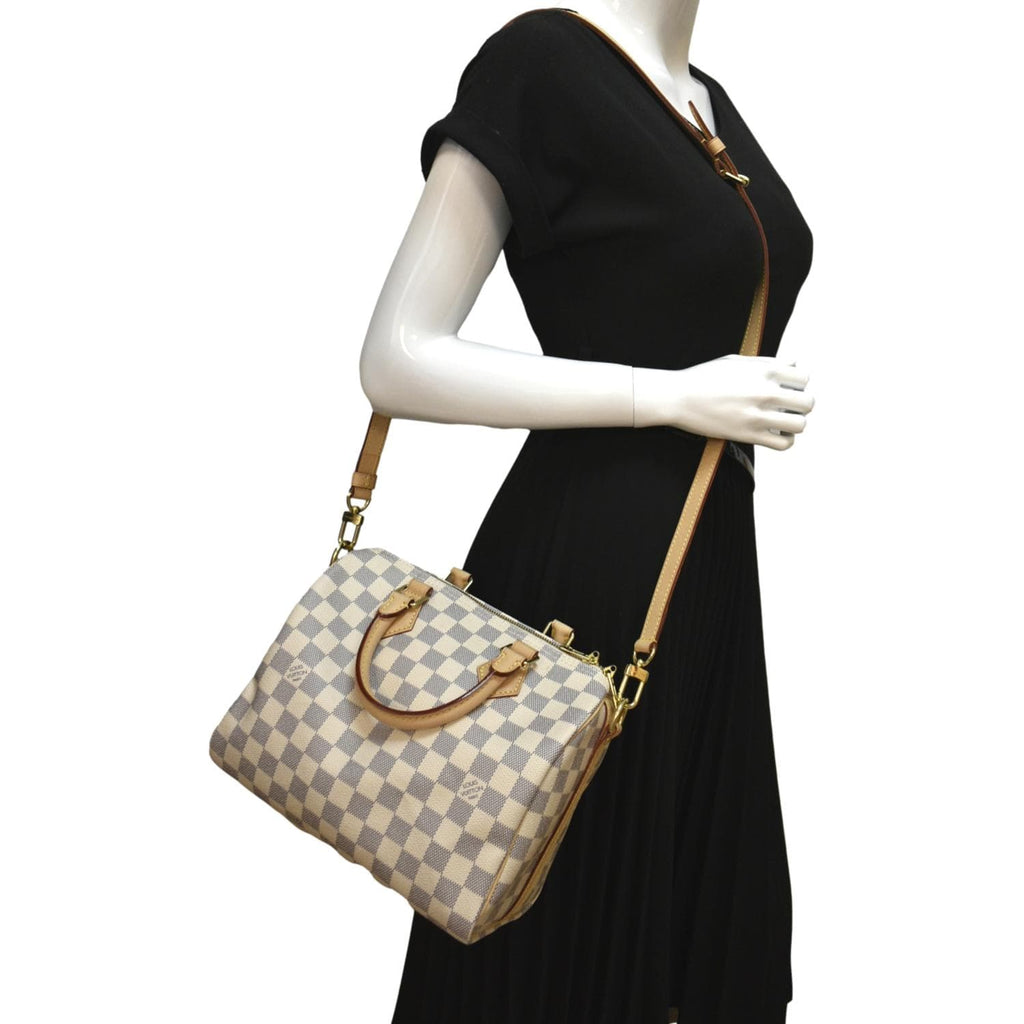 LOUIS VUITTON Speedy 25 Bandouliere Damier Azur Shoulder Bag White