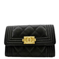 CHANEL CC Flap Quilted Caviar Leather Card Holder Black