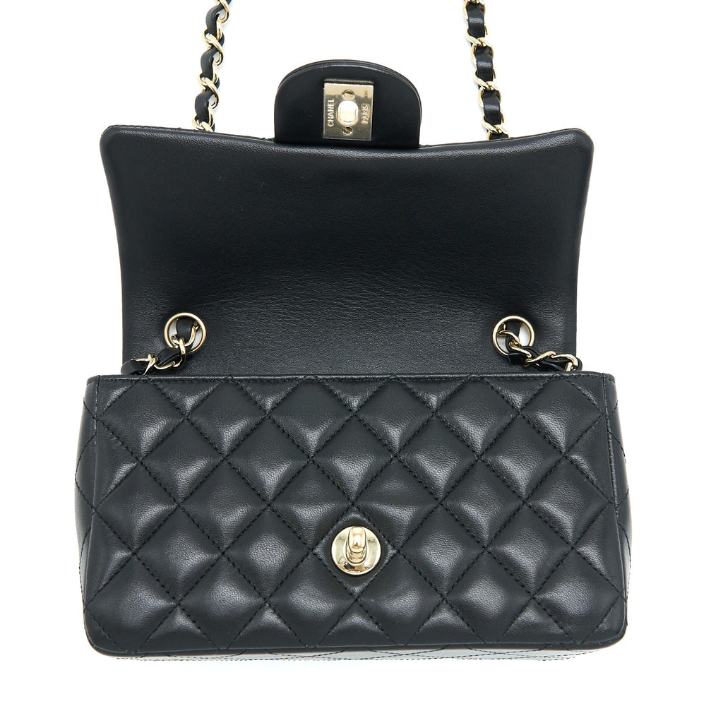 Chanel Mini Rectangular Flap Bag Lambskin Black L