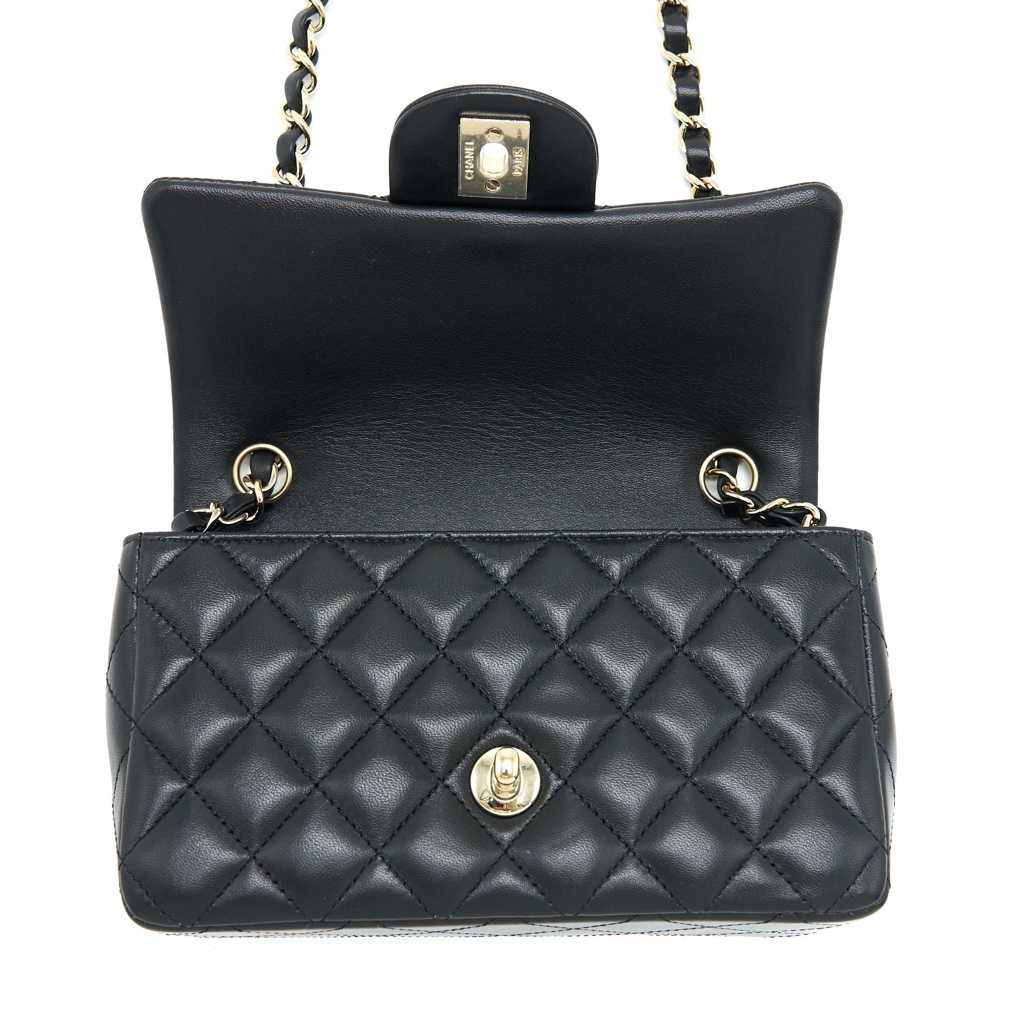 Chanel Mini Rectangular Flap Bag Lambskin Black L