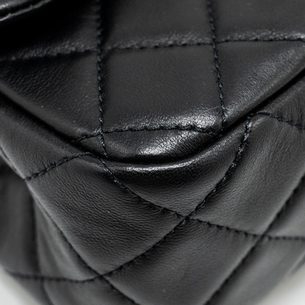 Chanel Pearl Crush Mini Rectangular Flap Bag Lambskin BLACK  (Microchip)