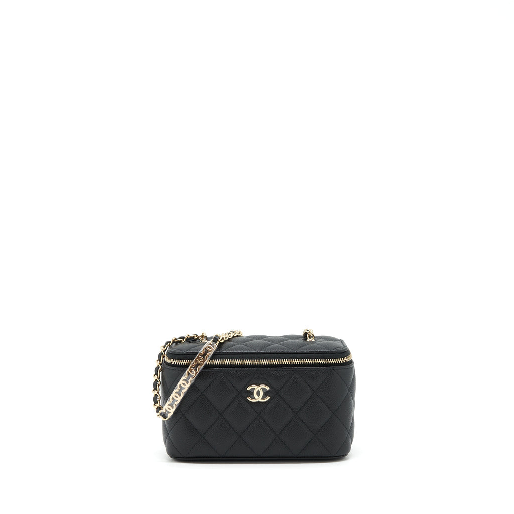 Chanel 22P Long Vanity With CC Logo Chain Caviar Black L