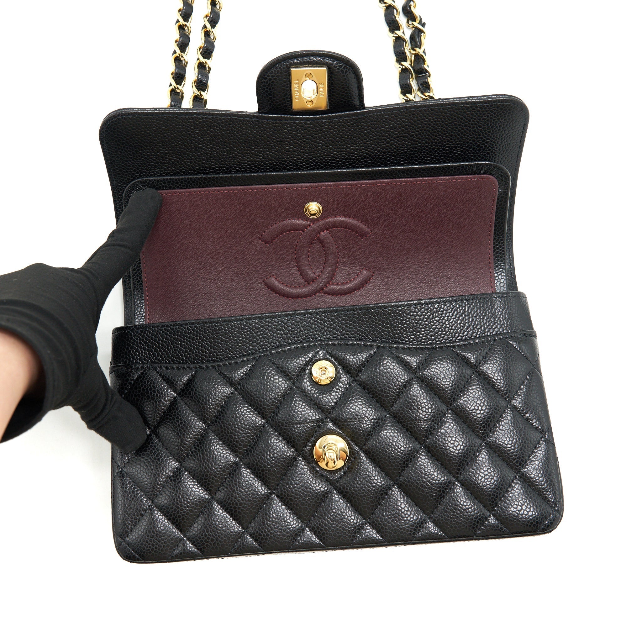 Chanel Small classic double Flap bag Caviar black