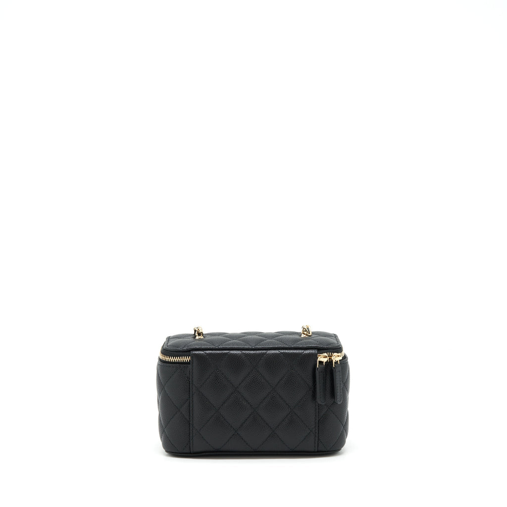 Chanel 22P Long Vanity With CC Logo Chain Caviar Black L